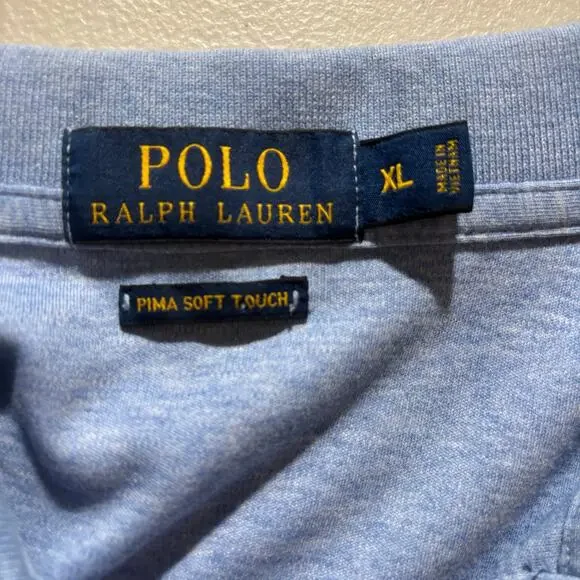 Polo Ralph Lauren Men's Size XL Blue Pima Soft Touch Cotton Casual Polo Shirt - Picture 3 of 10